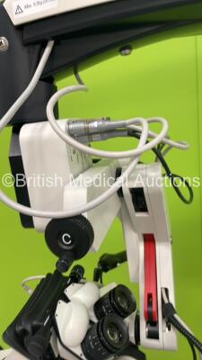 Leica M500-N Dual Operated Surgical Microscope with 2 x Binoculars, 4 x 10x/21 Eyepieces, Leica ULT 500 Attachment, JVC KY-F58 Colour Video Camera and Control Panel (Powers Up with Good Bulb - Damage to Trim - See Pictures) - 8