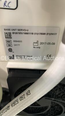 Maquet Servo U Ventilator System Ref 6694800 Version 4.4 Software Version 4.4.0.78 - Total Operating Time 43991 Hours - Total Ventilator Time 213243 Hours with Hoses and Expiratory Cassette (Powers Up) *S/N 24177* - 5