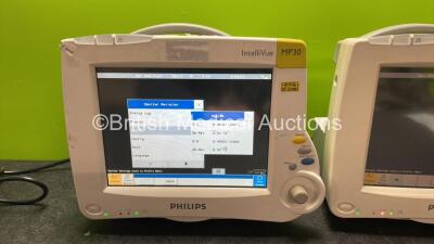 2 x Philips IntelliVue MP30 Patient Monitors (Both Power Up) *SN DE72870436, DE52612019* *H* - 2