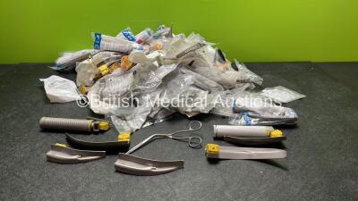 Job Lot of Surgical Instruments Including Magill Forceps and Laryngoscope Blades and Handles