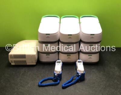 Mixed Lot Including 2 x Covidien Genius 2 Tympanic Thermometers, 9 x Philips Respironics InnoSpire Deluxe Nebulisers and 1 x Respironics Porta-Neb Nebuliser *SN 158950 / 114088 / 118769 / 150221 / 190019 / 013938 / 182759 / 199637 / 171009 / 2002PN184305*