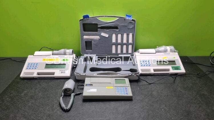 Job Lot Including 2 x Vitalograph Alpha Spirometers in Carry Cases (Both Power Up) and 1 x Microlab Spirometer In Case (Draws Power) *SN 0170088 / 12938 / 19285*