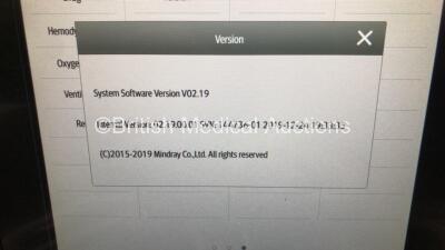 Mindray BeneVision N12 Patient Monitor *Mfd - 12/04/2020* Software Version - V02.19 with 1 x Mindray MPM Platinum Multiparameter Module with IBP1, IBP2, T1, T2, ECG, SPO2 and NIBP Options, 1 x 5 Lead ECG Lead (Yellow Lead Plastic Deteriorating - See Photo - 3
