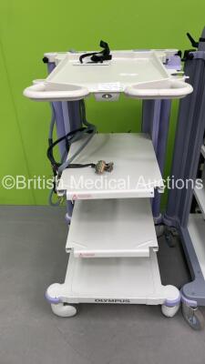 2 x Olympus Stack Trolleys with 1 x Olympus OEV181H Monitor, Keyboard, Olympus Evis Lucera CV-260 and Olympus Evis Lucera CLV-260 (All Power Up) *7321628 / 7525501 / 7514958* - 4