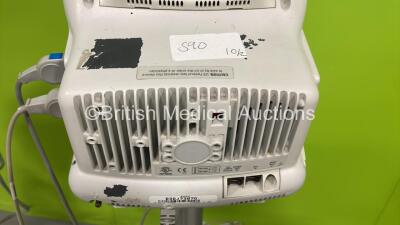 2 x GE DASH 3000 Patient Monitors on Stands with BP1/3, BP2/4, SPO2, Temp/Co, CO2, NBP and ECG Options (Both Power Up with Some Damaged/Missing Casing - See Photos) *D3DJ7387G / H3EHE823G* - 7