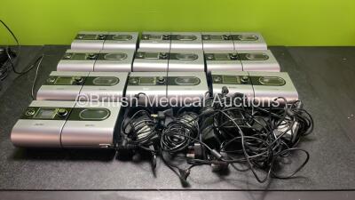 Job Lot Including 7 x ResMed Escape S9 Units and 3 x ResMed AutoSet S9 CPAP Units, with 10 x AC Power Supplies and 10 x ResMed H5i Humidifier Units (All Power Up)