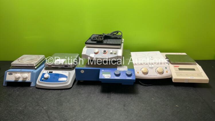 Job Lot Including 1 x Stuart SB162 Heat Stir Unit (Powers Up) 1 x VWR Hotplate (Powers Up) 1 x Heidolph Titramax 100 Microplate Shaker Compact (Powers Up with Damaged Dial-See Photo) 1 x Midi MR 1D IKA Magnetic Stirrer (Powers Up) 1 x Jenway 1000 Hotplate