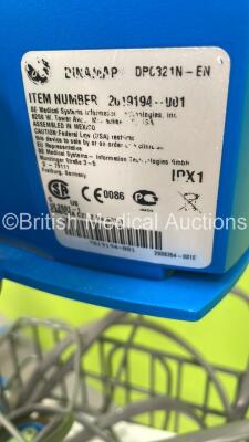 1 x GE Dinamap Carescape V100 Vital Signs Monitor on Stand, 1 x GE Dinamap ProCare Auscultatory Vital Signs Monitor on Stand and 1 x GE Dinamap ProCare Auscultatory 400 Vital Signs Monitor on Stand (All Power Up - 1 x Missing Wheel) *S/N SDT10490683SA* - 5