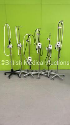 4 x Maxblend High Flow Oxygen / Air Blenders on Stand with Hoses and 2 x Maxtec Oxygen / Air Mixer on Stand with Hoses *S/N 509007 / 15761 / BCF7
