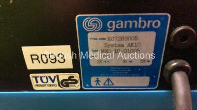 2 x Gambro System AK10 Units with Hoses (1 x Missing Casing - See Photos) *SN 9275 / 8855* - 5