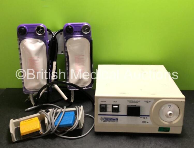 Mixed Lot Including 1 x Eschmann Smoke Evacuation Unit, 1 x ArthroCare Footswitch and 1 x Purple Surgical Ref-PS3871 Reusable Irrigation Pump with Hoses