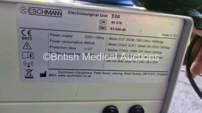 Eschmann E50 Electrosurgical Unit with 1 x Dual Footswitch and 1 x Single Footswitch *Mfd 2012* (Powers Up) - 4