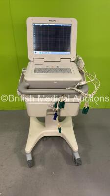 Philips PageWriter TC70 ECG Machine on Stand with 10 Lead ECG Leads (Powers Up with Some Casing Damage - See Photo)