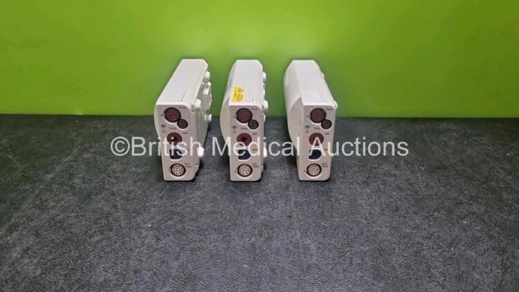 3 x Philips M3001A Module Including ECG, SpO2, NBP, Press and Temp Options