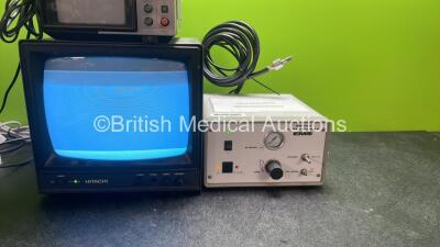 Mixed Lot Including 1 x Hitachi VM-1200K Video Monitor, 1 x JVC Colour Video Monitor, 1 x EMS Swiss Lithoclast Unit and 1 x Fostex 6301B Personal Monitor (All Power Up) - 2