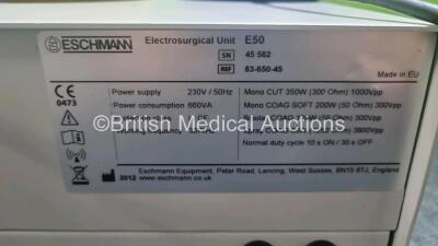 Eschmann E50 Electrosurgical Unit with 1 x Dual Footswitch and 1 x Single Footswitch *Mfd 2012* (Powers Up) - 4