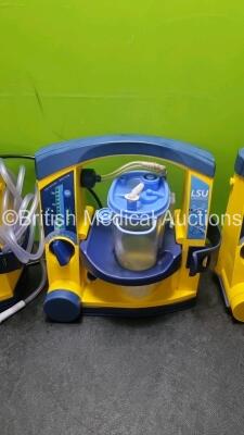 3 x LSU Laerdal Suction Unit with 3 x Suction Cups 3 x Batteries and Hoses (All Power Up 2 x with Missing Casing and 1 x with Slightly Damaged Casing - See - Photo) - 3