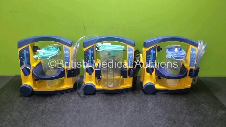 3 x LSU Laerdal Suction Unit with 3 x Suction Cups 3 x Batteries and Hoses (All Power Up)