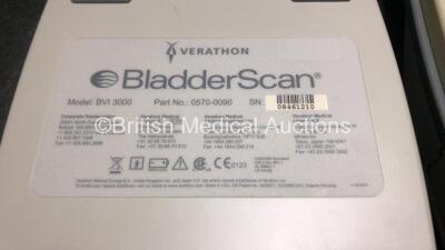 2 x Verathon BVI 3000 Bladder Scanners with 3 x Batteries and 1 x Transducer / Probe in 2 x Carry Bags (Both Power Up with Damage to Casing) *SN 08461210 / 09111568* - 9