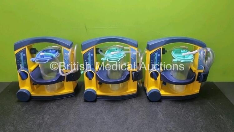 3 x LSU Laerdal Suction Unit with 3 x Suction Cups 3 x Batteries and Hoses (All Power Up)