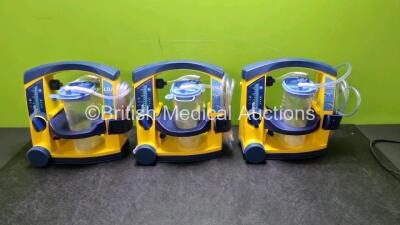 3 x LSU Laerdal Suction Unit with 3 x Suction Cups 3 x Batteries and Hoses (All Power Up)