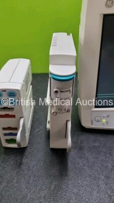 Job Lot Including 1 x GE Type F-FM-00 Patient Monitor (Powers Up) with 1 x GE Type E-PSMP-00 Module with ECG, SpO2, T1,T2 P1, P2 and NIBP Options and 1 x GE Type N-FC-00 Module with Mini D-Fend Water Trap *SN 6353159 / 6355181 / 6364289* - 3