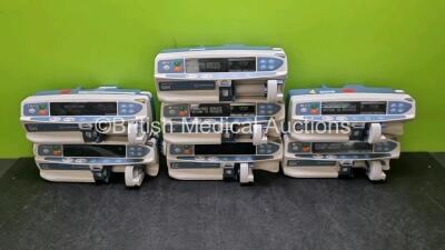 Job Lot of Syringe Pumps Including 5 x Carefusion Alaris Plus GH and 2 x Carefusion Alaris Guardrails Plus CC (1 x No Power) *SN 13515806 / 135151470 / 135151811 / 13515817 / 13515802 / 135151467 / 135151818*