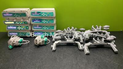 8 x B.Braun Infusomat Space Pumps with 8 x Brackets and 2 x Power Supplies (All Power Up) *SN 278385 / 225746 / 291368 / 136930 / 905658 / 312690 / 312672 / 19775*