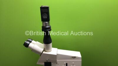 Zeiss Axioskop Model 20 Benchtop Microscope with 3 x Optics (1 x Plan-NEOFLUAR 100x/1.30 Oil 44 04 80, 1 x ACHROSTIGMAT 40x/0,65 and 1 x ACHROPLAN 10x/0.25) 2 x E-PI 10x/20 Eyepieces and 1 x JAI Progressive Scan Camera (Powers Up with Good Bulb) - 10