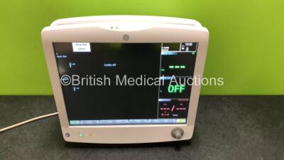 GE Carescape B650 Touch Screen Patient Monitor *Mfd - 2019* with 1 x GE Dinamap Ref- 2016793-002 Patient Data Module Including ECG, Temp/CO, P1/P3, P2/P4, SpO2 and NIBP Options *Mfd 2019* (Both Power Up - In Excellent Condition Like New in Box) **SN SPX19 - 2