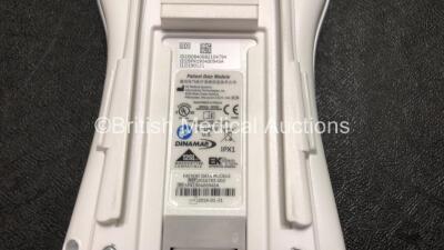 GE Carescape B650 Touch Screen Patient Monitor *Mfd - 2019* with 1 x GE Dinamap Ref- 2016793-002 Patient Data Module Including ECG, Temp/CO, P1/P3, P2/P4, SpO2 and NIBP Options *Mfd 2019* (Both Power Up - In Excellent Condition Like New in Box) **SN SPX19 - 5