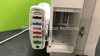 GE Carescape B650 Touch Screen Patient Monitor *Mfd - 2018* with 1 x GE Dinamap Ref- 2016793-002 Patient Data Module Including ECG, Temp/CO, P1/P3, P2/P4, SpO2 and NIBP Options *Mfd 2019* (Both Power Up - In Excellent Condition Like New in Box) **SN SPX19 - 4