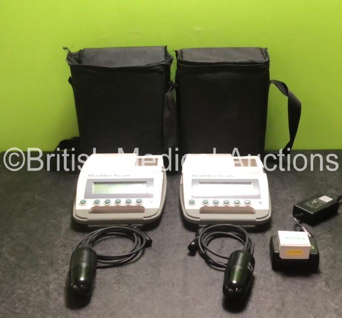 2 x Verathon BVI 3000 Bladder Scanners with 3 x Batteries, 2 x Transducers / Probes and 1 x Battery Charger in 2 x Carry Bags *SN B3106749 / 07126818*