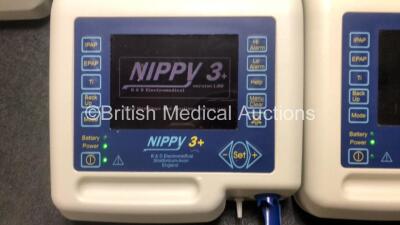 3 x B & D Electromedical Nippy 3+ Ventilators (All Power Up, 2 x Damage to Casing - See Photos) *SN 2010-11395 / 2012-14609 / 2012-14958* - 2