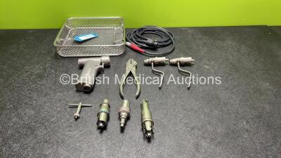 Job Lot Including 1 x Hall ConMed Linvatec PRO 6100 Power Pro Drill, 1 x Hall PRO 6132 Pin Driver, 1 x Hall Power Pro 6128 Wire Driver, 1 x Hall PRO 2046 Zimmer, 1 x Hall Power Pro 2038 AO Drill, 1 x Hall Power Pro PRO 2043 Sagittal Saw, 1 x Chuck Key and