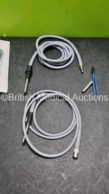 Job Lot of Light Source Cables Including 1 x Karl Storz 495 NA, 1 x Karl Storz 495 NL, 1 x Richard Wolf 861.353, 1 x Fibre Optic Light Cable, 1 x Diathermy Forceps and 1 x Skintact ESU Pencil - 5