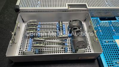 Job Lot Including Intuitive 370678-01 Endoscope Alignment Blocks, Various Cannulars, 1 x Scholly 370891-04 30 Degree Endoscope with 4 x Metal Trays - 2