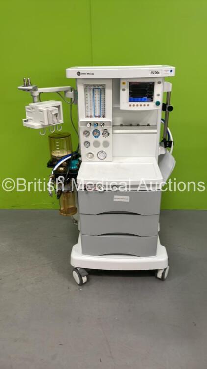 Datex-Ohmeda 9100c Anaesthesia Machine Version 1.2 with Philips Module Rack with IntelliVue G7 Module, Various Monitor Leads, Bellows, Absorber and Hoses (Powers Up) *S/N ME13040281*