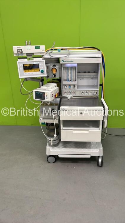 Datex-Ohmeda Aestiva/5 Anaesthesia Machine with Datex-Ohmeda Aestiva 7900 SmartVent Software Version 4.8 PSVPro, Philips Module Rack with IntelliVue G2 Module *Mfd 2018*, PRESS and BIS Modules, IntelliVue G5-M1019A Gas Module, Various Monitor Leads, Bello