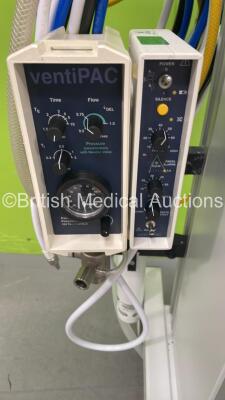 Datex-Ohmeda Aestiva/5 Induction Anaesthesia Machine with Philips Module Rack with PRESS Module, IntelliVue G5-M1019A Gas Module, VentiPAC with alarmPAC, Bellows, Absorber and Hoses (Powers Up) *S/N AMWF00210* - 3