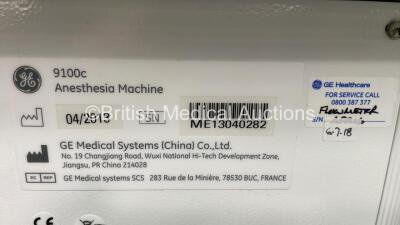 Datex-Ohmeda 9100c Anaesthesia Machine Version 1.2 with Philips Module Rack with IntelliVue X2 Module *Mfd 2018*, IntelliVue G7 Module, NMT and PRESS Modules, Various Monitor Leads, Bellows, Absorber and Hoses (Powers Up) *S/N ME13040282* - 8