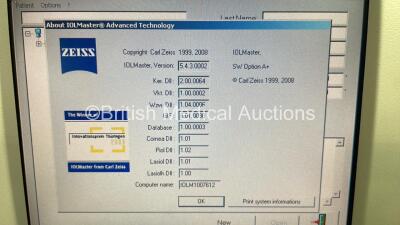 Zeiss IOLMaster Ref 1322-734 Version 5.4.3.0002 with Keyboard and Printer on Motorized Table (Powers Up) *1007612* - 2