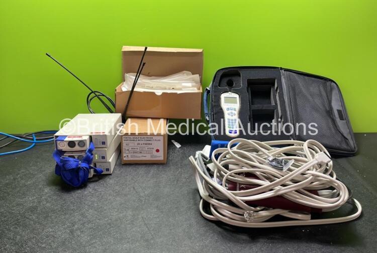 Mixed Lot Including 3 x Rimkus Medizintechnik T610E Foetal Monitor Units (All Power Up) 1 x Otoport NHSP OAE Hearing Screening Unit (Powers Up-Power Supply Not Included) 4 x NIBP Hoses and Approximately 50 x Entaco REF FSE002 Foetal Scalp Electrodes *Exp