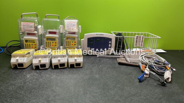 Mixed Lot Including 1 x Welch Allyn REF 53N00 Patient Monitor with 1 x AC Power Supply, 3 x BP Cuffs, 2 x SpO2 Finger Sensors and 1 x NIBP Hose (Powers Up) 7 x CME McKinley Bodyguard 545 Epidural Pumps with 3 x Housings (6 Power Up, 1 No Power)