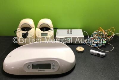 Mixed Lot Including 2 x Medela Warming / Thawing Devices (1 x Crack in Casing - See Photos) 1 x Marsden Baby Weighing Scales, 1 x Philips Intellivue G5 M1019A Gas Module with Water Trap (Powers Up) 1 x Braun Welch Allyn Pro 6000 Thermometer, 1 x Philips