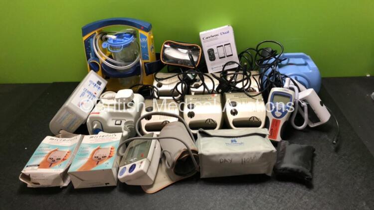 Large Mixed Lot Including 6 x Respironics Inspiration Elite Nebuliser, 1 x Herida Mattress Pump, 2 x Marsden Scale Displays, 1 x LSU Laerdal Suction Pump with Cup, 2 x Microdot Blood Glucose Monitoring Systems and 1x Medix Turboneb 2 Nebulizers *S/N 00881