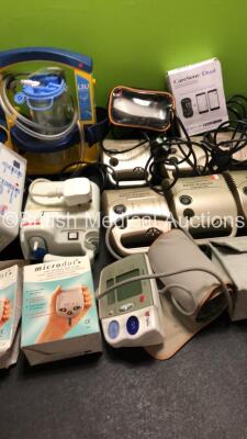 Large Mixed Lot Including 6 x Respironics Inspiration Elite Nebuliser, 1 x Herida Mattress Pump, 2 x Marsden Scale Displays, 1 x LSU Laerdal Suction Pump with Cup, 2 x Microdot Blood Glucose Monitoring Systems and 1x Medix Turboneb 2 Nebulizers *S/N 00881 - 4