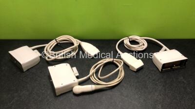 Job Lot Including 1 x ATL L7-4 Ultrasound Transducer / Probe, 1 x ATL C8-5 Curved Array Transducer / Probe (Slight Damage to Head and Crack in Casing - See Photos) and 1 x ATL L12-5 Ultrasound Transducer / Probe *All Untested*