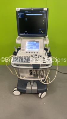 GE Logiq E9 Flat Screen Ultrasound Scanner Model 5205000-6 *Mfd - 03-2013* Software Version - R3.1.2 with 3 x Transducers / Probes (1 x 9L-D *Mfd - 03/2013*, 1 x IC5-9-D *Mfd - 03/2013* and 1 x C1-5-D *Mfd - 03/2013) and Sony UP-897 Printer (Powers Up) *1