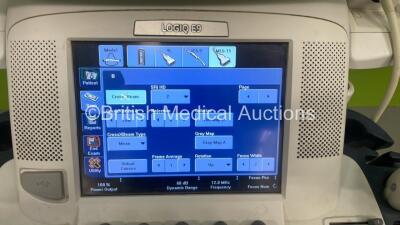 GE Logiq E9 Flat Screen Ultrasound Scanner Model 5205000-6 *Mfd - 03-2013* Software Version - R3.1.2 with 3 x Transducers / Probes (1 x 9L-D *Mfd - 03/2013*, 1 x IC5-9-D *Mfd - 03/2013* and 1 x C1-5-D *Mfd - 03/2013) and Sony UP-897 Printer (Powers Up) *1 - 4